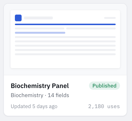 Report template — published, versioned, in use